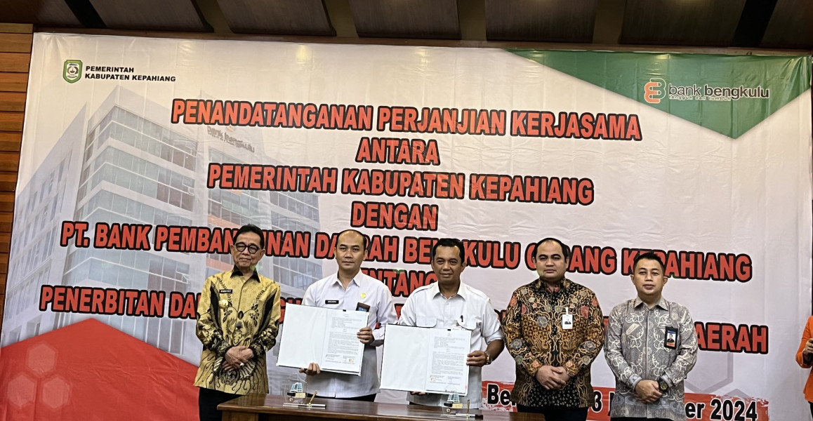 Bank Bengkulu dan Pemkab Kepahiang Resmi Jalin Kerja Sama Penggunaan Kartu Kredit Pemerintah Daerah (KKPD)