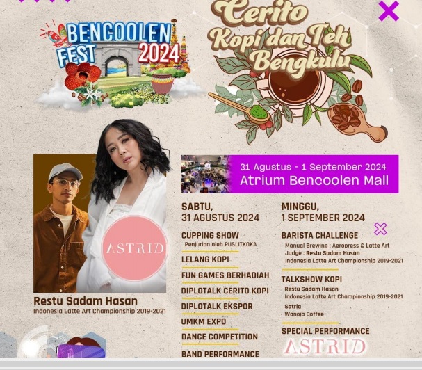 Bencoolen Fest 2024 di Bencoolen Mall: Kompetisi Barista, UMKM Expo, dan Penampilan Spesial Astrid