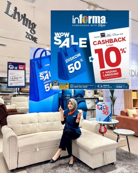 GRATIS Pengiriman & Pemasangan!  INFORMA Bengkulu Hadirkan Gebyar WOW SALE DISC UP TO 50%
