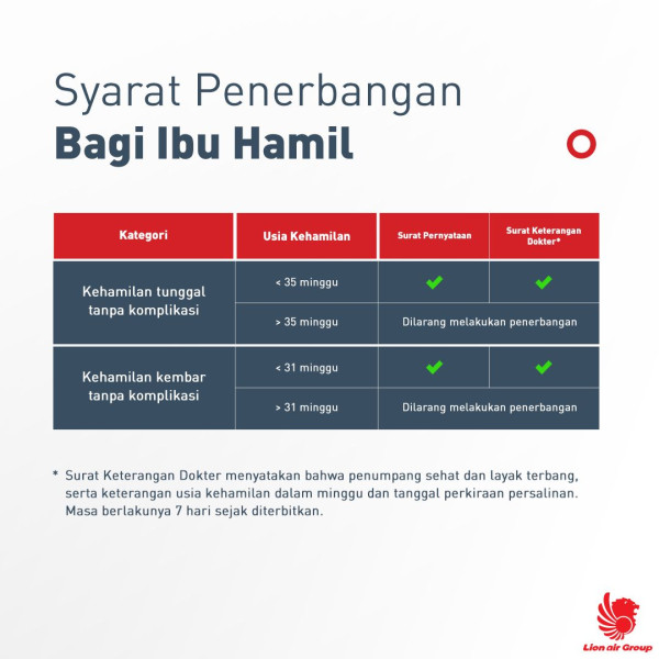 Ingin Terbang Saat Hamil? Simak Persyaratan Khusus dari Lion Group