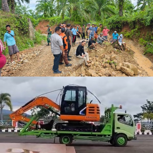 Ikut Gotong Royong Perbaikan Jalan Talang Rami, Bupati Teddy Rahman Turunkan Excavator