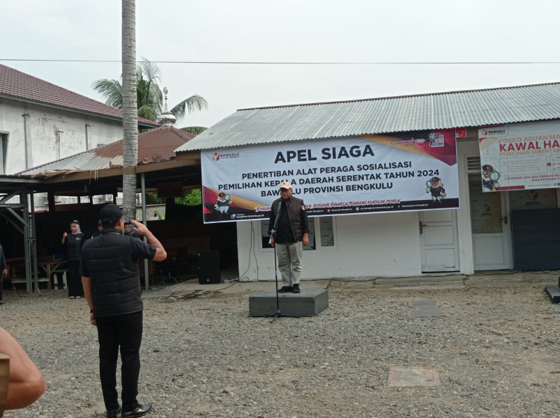 Bawaslu Bengkulu Gelar Apel Siaga Penertiban Alat Peraga Pemilu Serentak 2024
