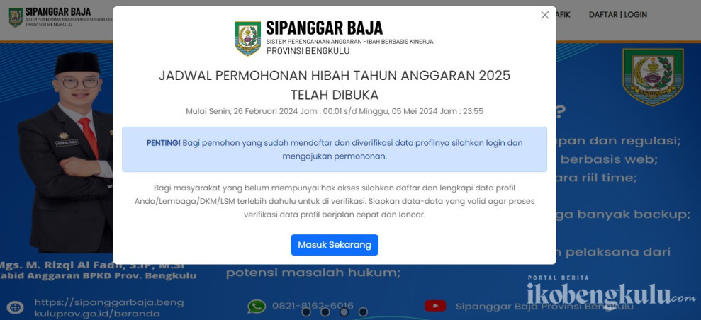 Panduan Pengajuan Proposal Hibah APBD 2025 di Pemprov Bengkulu Melalui Sipanggar Baja