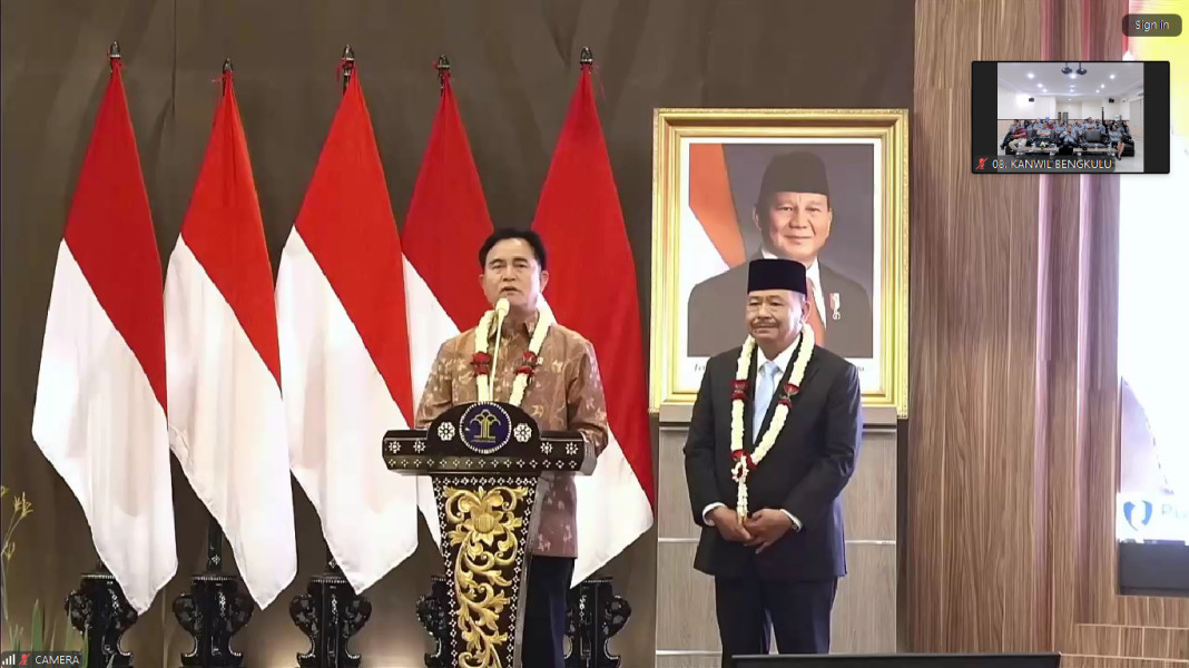 Dukung Restrukturisasi Kemenkumham, Kanwil Kemenkumham Bengkulu Hadiri Penyambutan Menteri dan Wakil Menteri